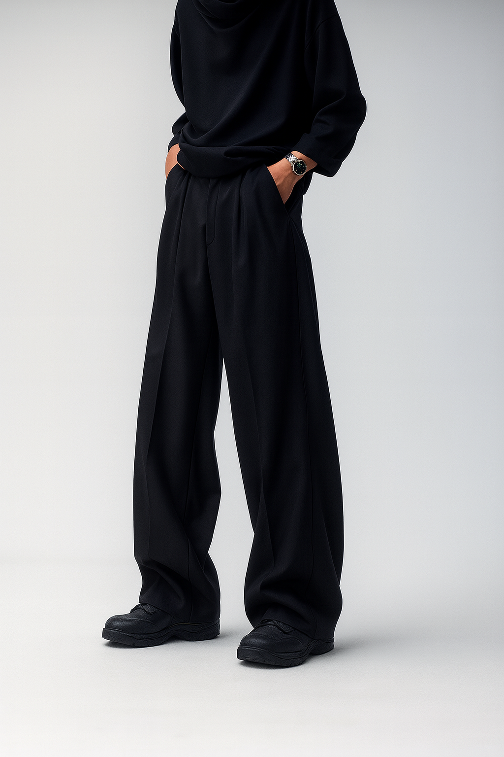 Lightweight Wide-Leg Trouser – Noir
