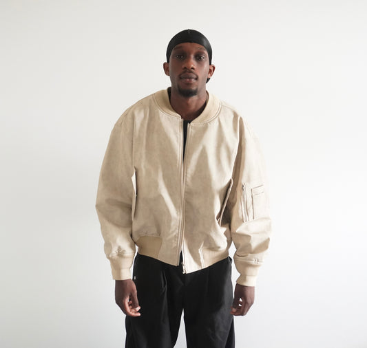 Boxy Bomber Jacket - Sand