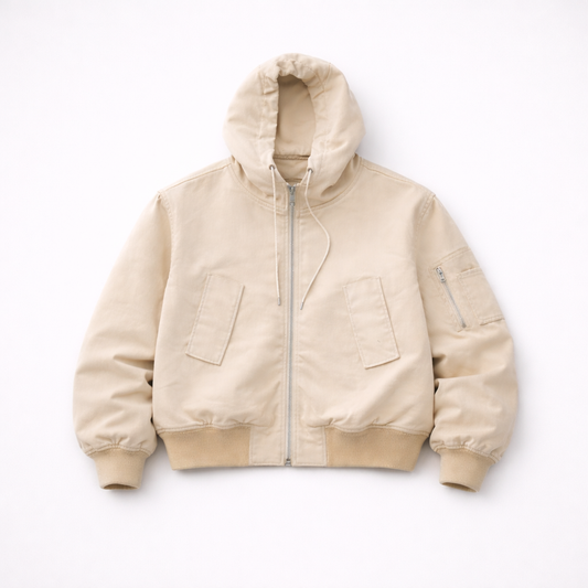 Boxy Bomber Jacket - Sand